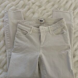 Paige Women's Cream cropped/ankle Jeans- raw hem
